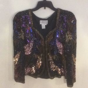 OLEG CASSINI DESIGNER BLACK TIE EVENING JACKET SZ8